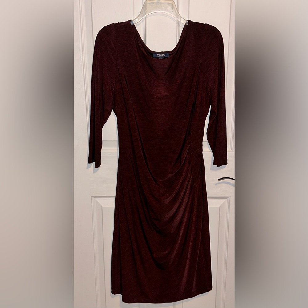 CHAPS sheath dress 3/4 sleeves - dark red and black - XL